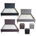 Polsterbett Doppelbett Stoff Bett Gestell Lattenrost Nachtschrank Homestyle4u