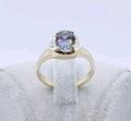 Ring Gold 375er mit Tansanit Edelstein und Diamanten, 9 Karat Goldring Damenring