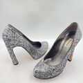 DUNE SILBER GLITZER HIGH HEELS PLATEAU STILETTOS SPITZ ZULAUFEND Y2K Gr UK 5