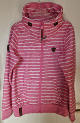 Benter Hoodie Sweatshirt - Jacke rosa offwhite Gr. XL Langarm Lederapplikationen