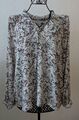 Rachel Zoe Gr. XL Bluse Langarm Weiß Rot Paisley V-Ausschnitt