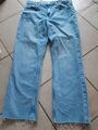 Jeans lang Damen, gerades weites Bein, ausgefranst, Denim, helles blau, 40, Zara