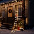 3m Kletternder Weihnachtsmann auf LED Strickleiter mit Weihnachtsstern mit Timer