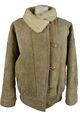 Beige Lederjacke Größe S Damen Sherpa gefüttert Knopfleiste Vintage