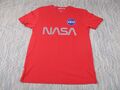 NASA T-Shirt Herren Large Rundhals Rot Alpha Industries Logo 100% Baumwolle