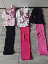 Kleiderpaket Girls:3 Outfits: Thermoleggins + LangarmShirt Gr. 98/104 guter Zust