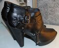 GUESS Ankle Boots Peeptoes Gr. 37 schwarz Leder Schuhe Stiefelletten Neuwertig 