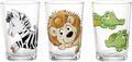 R&B Trinkglas 3er Set Kindergeschirr Happy Zoo Tierkinder Glas transparent