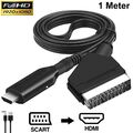 SCART auf zu HDMI Adapter Kabel 1 Meter Konverter Wandler HD Video Audio HD TV