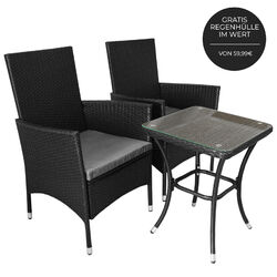 Gartenmöbel Set Bistroset Sitzgruppe Rattan Gartenset Gartenstühle mit Tisch 