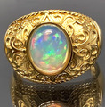 TOPMK-SCHMUCK RING GR.17(CA. 53) 925/- SILBER GELBVERGOLDET MIT ÄTHIOP. OPAL