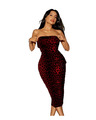 Damen Leopard Midi Kleid Rot Schwarz Midikleid Strechkleid gr M 38  NEU