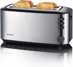 Severin AT 2509 Langschlitztoaster Toaster Edelstahl gebürstet/schwarz 1400 Watt