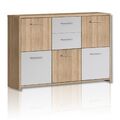 Kommode - Sonoma Eiche-weiß - 114 cm breit Sideboard Anrichte Beistellschrank