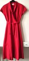 elegantes Midi Wickelkleid v. Blacky Dress mit Leinen rot 34 - 36 (38?)