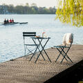 Vanage Bistro Set Balkon blau Balkonmöbel klappbar Set 3-teilig rostfreier Stahl