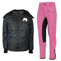 Kinder Reitset Winter Reitjacke Mia schwarz mit Reithose pink MS-Trachten