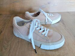 Beige weiß Canvas Sneaker Schnürschuh von Tamaris, Gr. 39