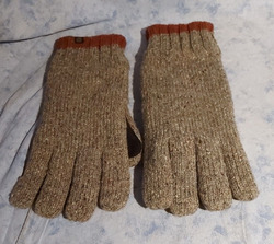 Herren Handschuhe Gr. L/XL Men Gloves Tom Tailor Winter Strick mit Lederbesatz!