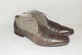 BUGATTI* Herren Halbschuhe Original Echtleder Segeltuch Braun/Grau Gr. 45