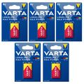 5 x Batterien VARTA E-Block 6LR61 Alkaline Longlife Max Power 9V Rauchmelder