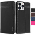 iPhone 13/Pro/Max Hülle Echt Leder Klapphülle Flip Case Tasche Handyhülle Cover