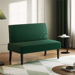 2-Sitzer Polstersofa aus Cordstoff Kleines Doppelsofa ohne Armlehnen Stoffsofa