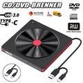 Externes CD/DVD Laufwerk USB-3.0+Type-C Brenner Player Für PC-Laptop Windows11！