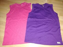 2x T-Shirt Achselshirt Tank Top lila pink Jungen Gr. 146/152 