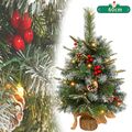 Mini Weihnachtsbaum Christbaum 60 cm mit LED Beleuchtung Tannenzapfen & Beeren