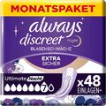 Always Discreet Inkontinenzeinlagen Plus Ultimate Nacht 48 Binden 4 x 12 Stück 