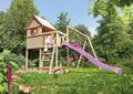 Kinderspielhaus Spielturm Stelzenhaus Rutsche Doppelschaukel Frieda natur Karibu