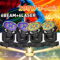 4X 200W Laser+Beam Moving Head RGBW LED Strobe DJ Bühnenlicht DMX dj Party Show