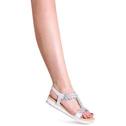 Damenschuhe Riemchen Sandalen Glitzer Keilabsatz Sandaletten Plateau