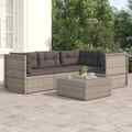 vidaXL 4-tlg. Garten-Lounge-Set mit Kissen Grau Poly Rattan LIF