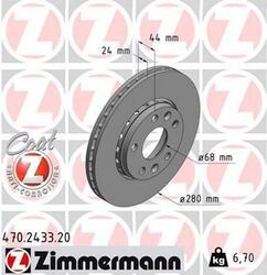 2x ZIMMERMANN 470.2433.20 Bremsscheiben für RENAULT LAGUNA III (BT0/1)