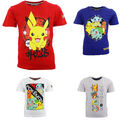 Pokemon Pikachu Kinder T-Shirt Kurzarm Shirt Baumwolle 110 bis 152 Rot Weiß Blau