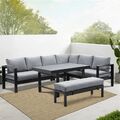 MeXo Gartenmöbel Aluminum Essgruppe Lounge Sitzgruppe Gartenset Ecksofa Schwarz