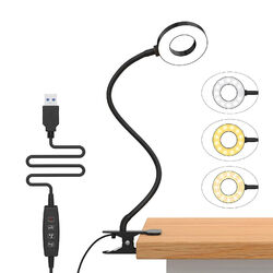 Dimmbar LED Klemmleuchte Schreibtischlampe Leselampe flexibel USB Schalter&Clip