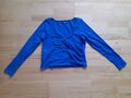 Shirt Langarm Größe 36 38 (40) S M blau kurz Bio Baumwolle Wickeloptik WIE NEU!