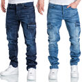 Herren Cargo Jeans Regular Slim Denim Hose Destroyed 7985