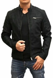 Jack & Jones Lederjacke Herren Jacke Bikerjacke PU Kunstleder Wildlederimitat