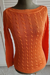 Ralph Lauren - Damen Pullover Pulli mit Zopfmuster - Gr. S evtl. XS - Orange