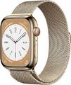 Apple Watch Series 8 [GPS + Cellular, inkl. Milanaise-Armband gold] 45mm Edels S