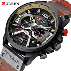 Luxus Herren Armbanduhr Chronograph Wasserdicht Kalender Datum Analog Quarz Uhr