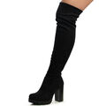 Damenschuhe Overknee Stiefel Stretch Plateau Overknees Velours Boots 