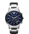 Emporio Armani AR2448 Renato Neu Herrenuhr Farbe Silber Blau 43mm 5 ATM Datum 