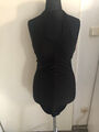 Damen Kleid Schwarz Neckholder Kleid drapiert Strech Gr 38  Neu