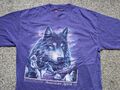 American Spirit Wolf Shirt Erwachsene extra groß lila Native Indian Thunder Herren