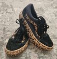 Vans Old Skool Plateau schwarz braun Leopardendruck Schuhe Damen UK 3